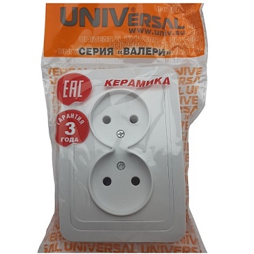 Розетка Universal "Валери" СП 2-м бел.(1/200)