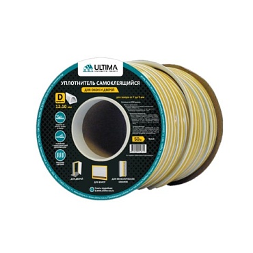 Уплотнитель D-пр,ДВОЙНОЙ 12х10,белый (50м) 25м х2