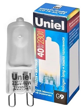 Лампа галоген. Uniel JCD G9 /230V/40W капсульная прозрачная 9016