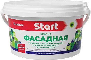 Краска для ФАСАДОВ белоснежная "START" фас 3 кг (1/4)