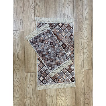 Коврик ZALEL 2 предмета 55*85+45*55 с бахромой ПРЯМОУГОЛЬНЫЙ коричневый арт. 6593