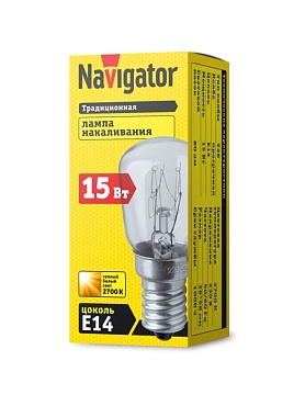 Лампа накал. для холодильника NAVIGATOR Е14 15W (1/200)