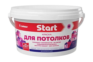 Краска для ПОТОЛКОВ белоснежная "START" фас 3 кг (1/4)