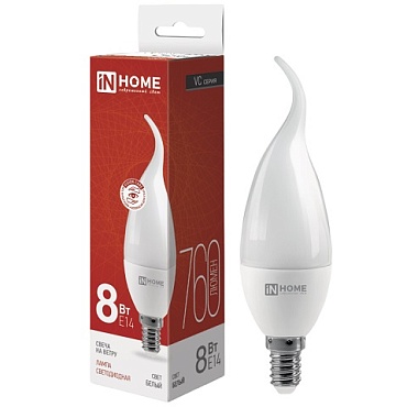 Лампа свд. LED IN HOME 8Вт E14 4000К (свеча на ветру) (1/10)