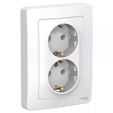 Розетка Blanca СП 2-м 16A IP20 250V с зазем.без защ.шторок бел.(1/100)