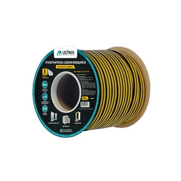 Уплотнитель Е-пр.ДВОЙНОЙ 9х4 Черный (150м) 75м х2