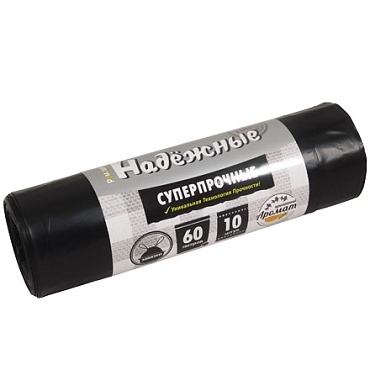 Мешок для мусора с завязками 60л "Ромашка" (рул.10шт) ПВД 60*70, (20уп)