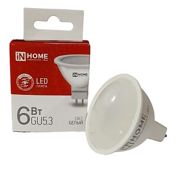Лампа свд. LED IN HOME MR16 GU5.3 6W 220V 4000K (1/10/100)