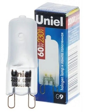 Лампа галоген. Uniel JCD G9 /230V/60W капсульная прозрачная 9023