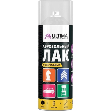 Лак унивесал. аэрозол. глянц. 520мл/370гр,ULTIMA (1/12)
